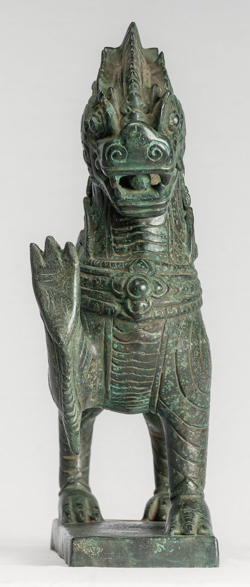 Bronzo BRONZE BRONZO BIRMESE ANTICO IN CHINATHE TEMPLE LION - 34 cm/14 "
