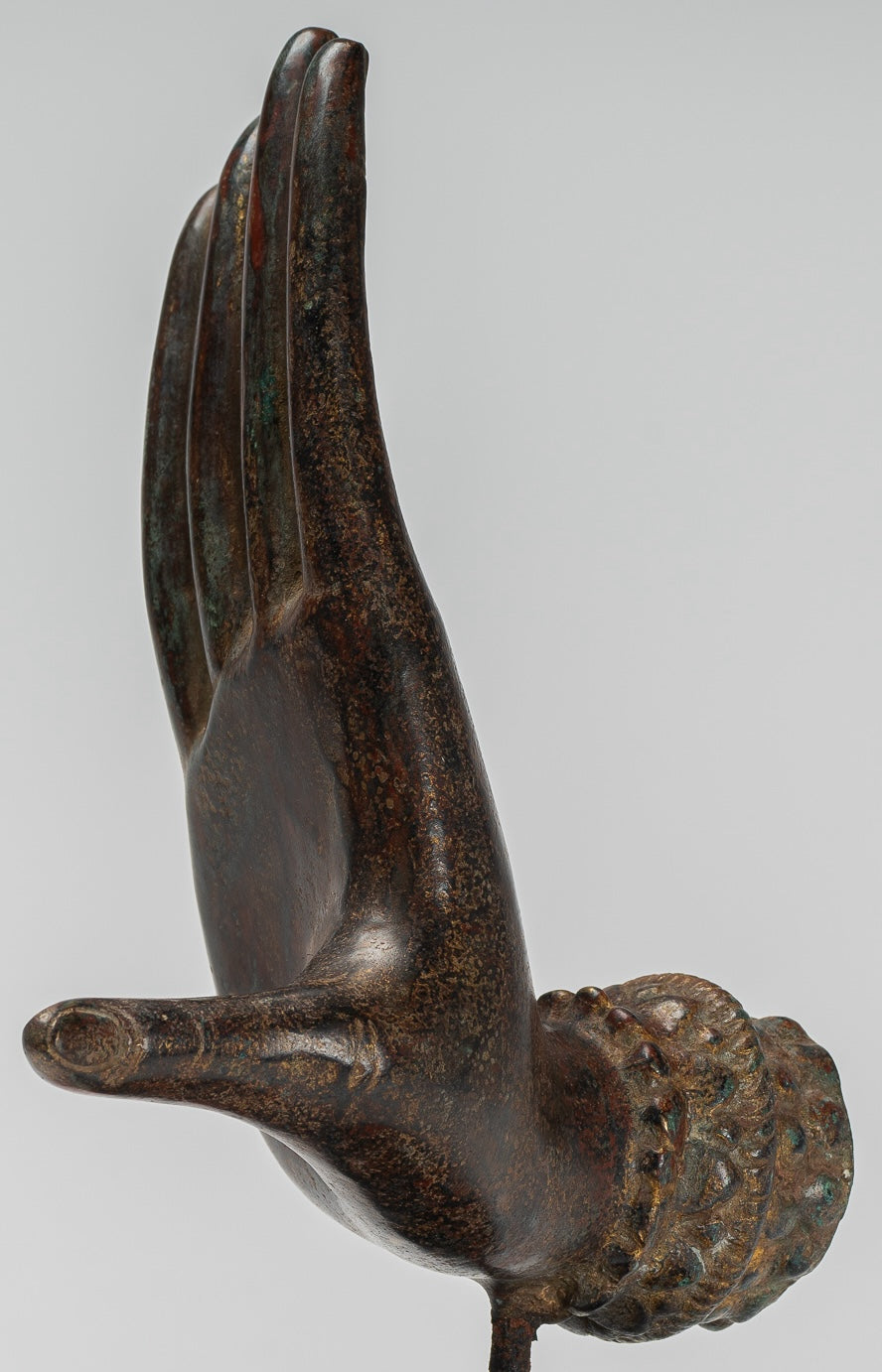 Antique Thai Style Southeast Asia Mounted Bronze Protection Thai Hand - 27cm/11"