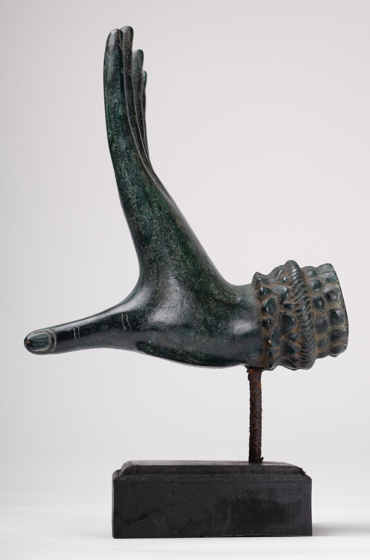 Antique Thai Style Southeast Asia Mounted Bronze Protection Thai Hand - 27cm/11"