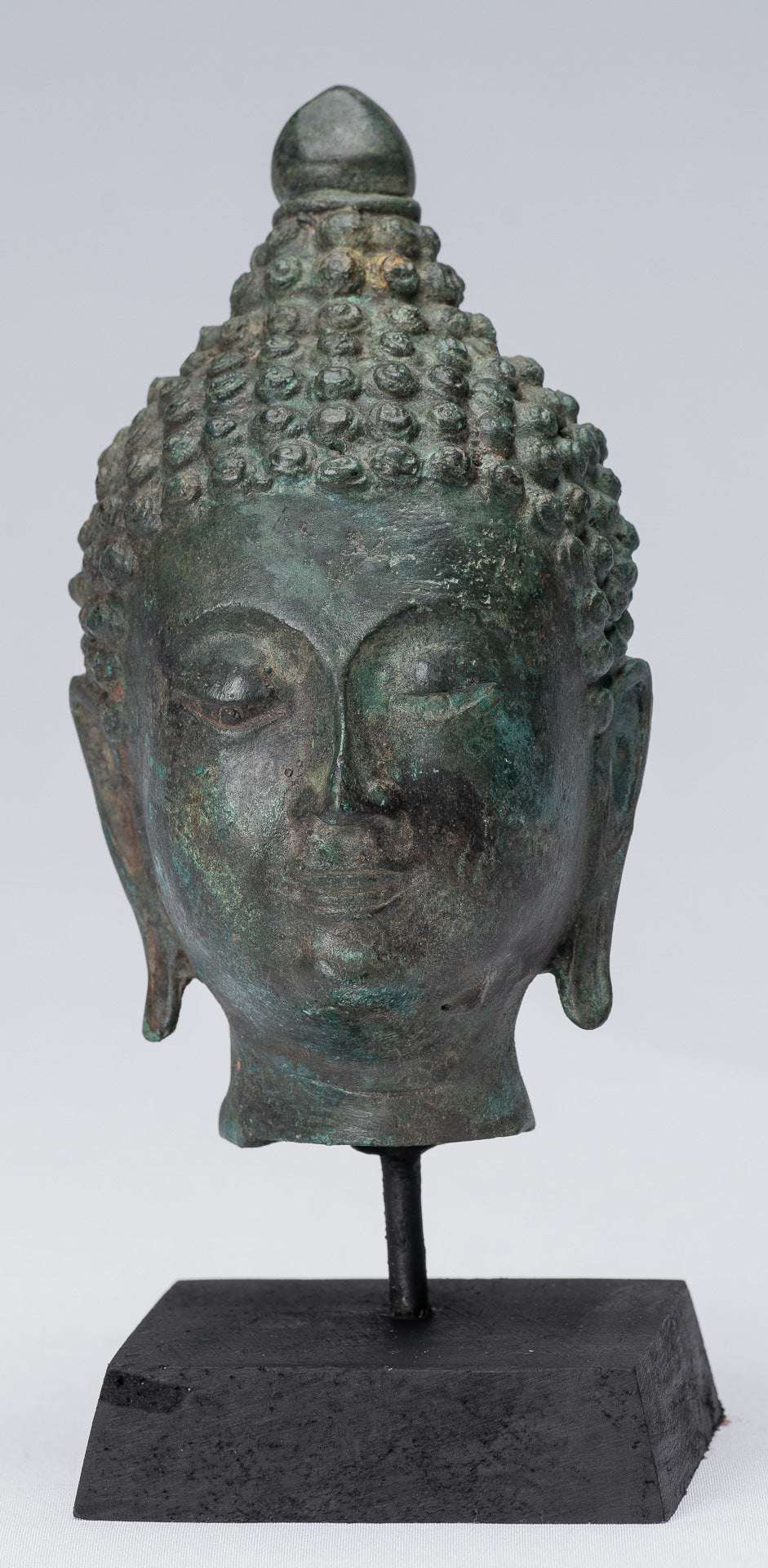Testa di Buddha - Antique Thai Style Thang Saen Monted Bronzo Buddha Head - 18 cm/7 "