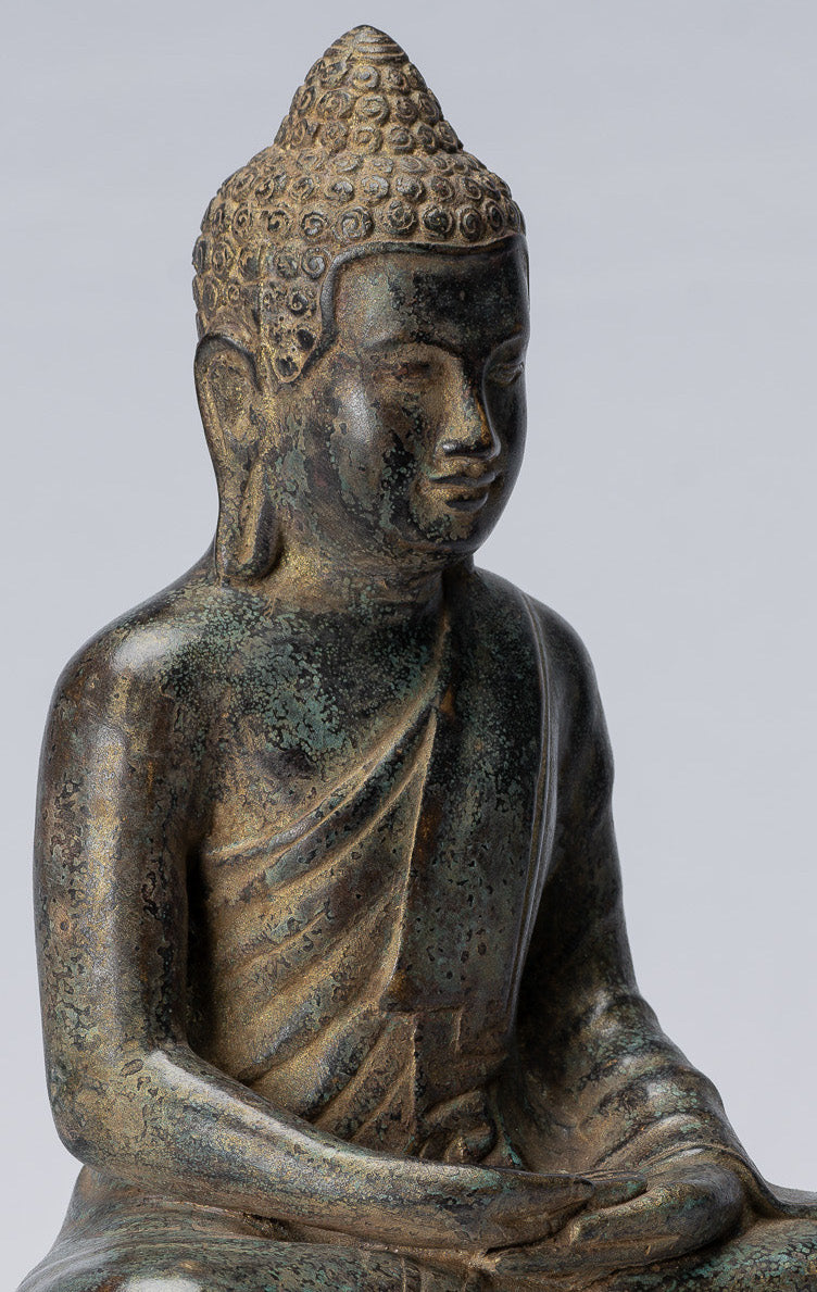 Statue di Buddha - Buddha - Antique Khmer Style Meditazione di bronzo Meditazione Buddha Statua - 25 cm/10 "