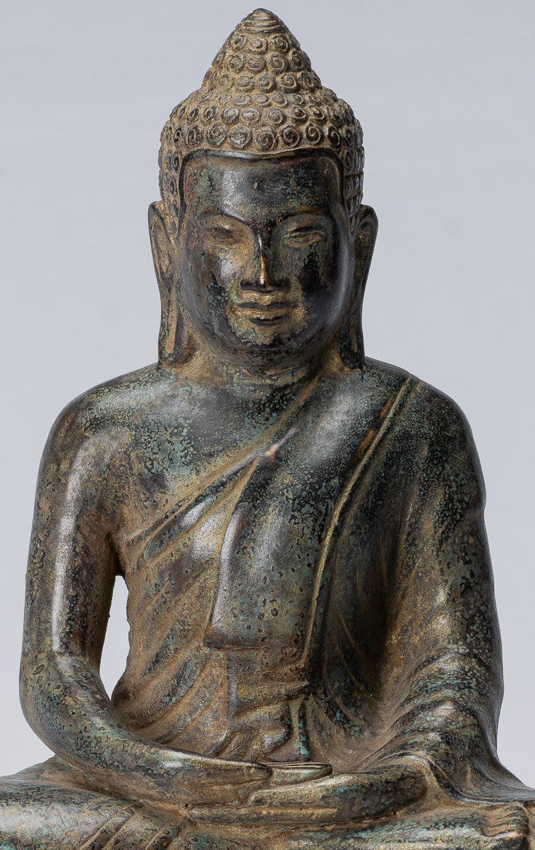 Statue di Buddha - Buddha - Antique Khmer Style Meditazione di bronzo Meditazione Buddha Statua - 25 cm/10 "