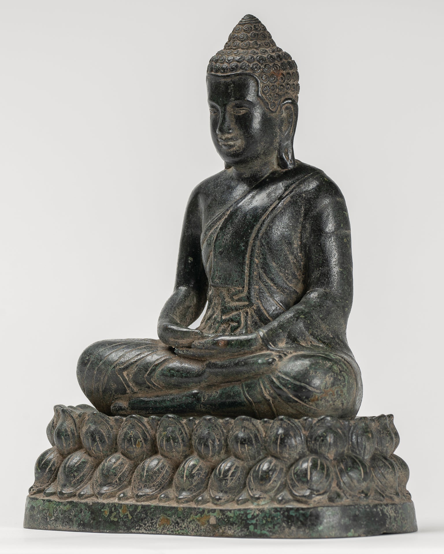 Buddha Statue - Buddha - Antique Khmer Style Seated Bronze Meditation Buddha Statue - 25cm/10"