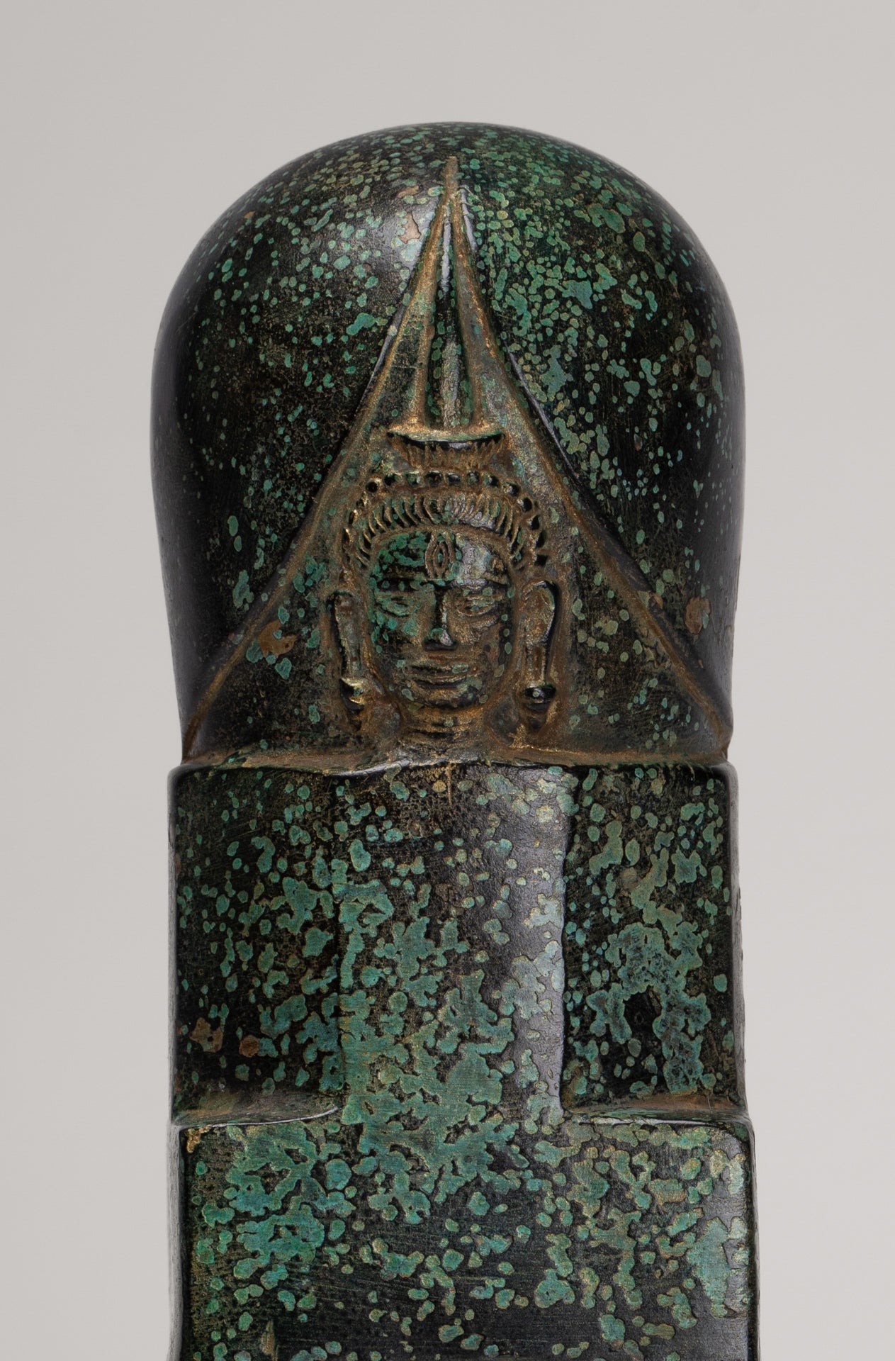 Linga Statue - Antique Khmer Style Bronze Linga / Lingnum & Yoni - 26cm/10"