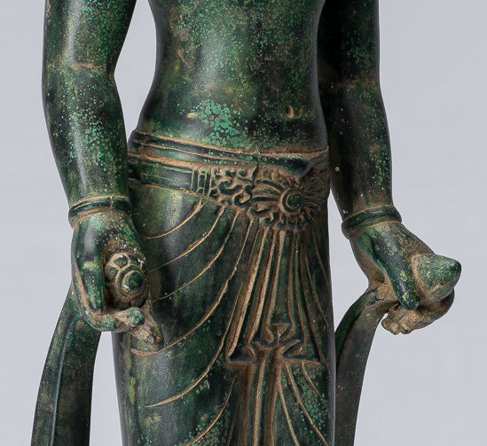 Antiker Bronze-Guimet-Museums-Bodhisattva Avalokiteshvara-Mitgefühl im Phnom-Da-Stil – 46 cm.