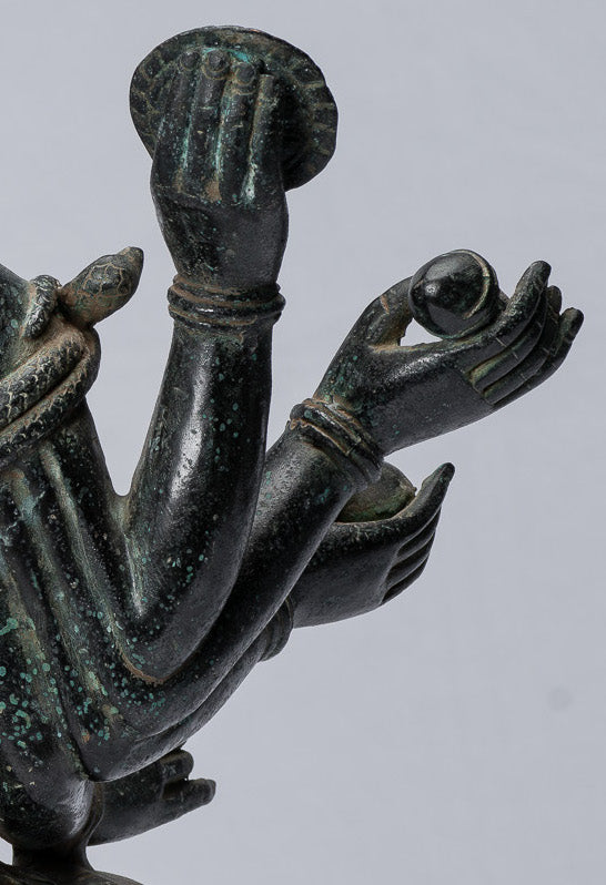 Statue Ganesha - Bronzo di bayon in stile khmer antico seduto a otto braccio ganesh statua - 38 cm/15 "