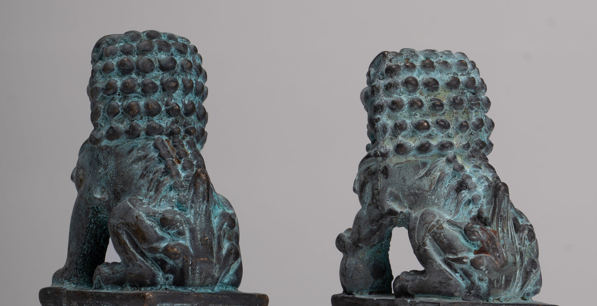 Antique Chinese Style Temple Guardian Lions Shishi Lions Foo Dogs Imperial Lions (Pair) - 10.5cm/4"