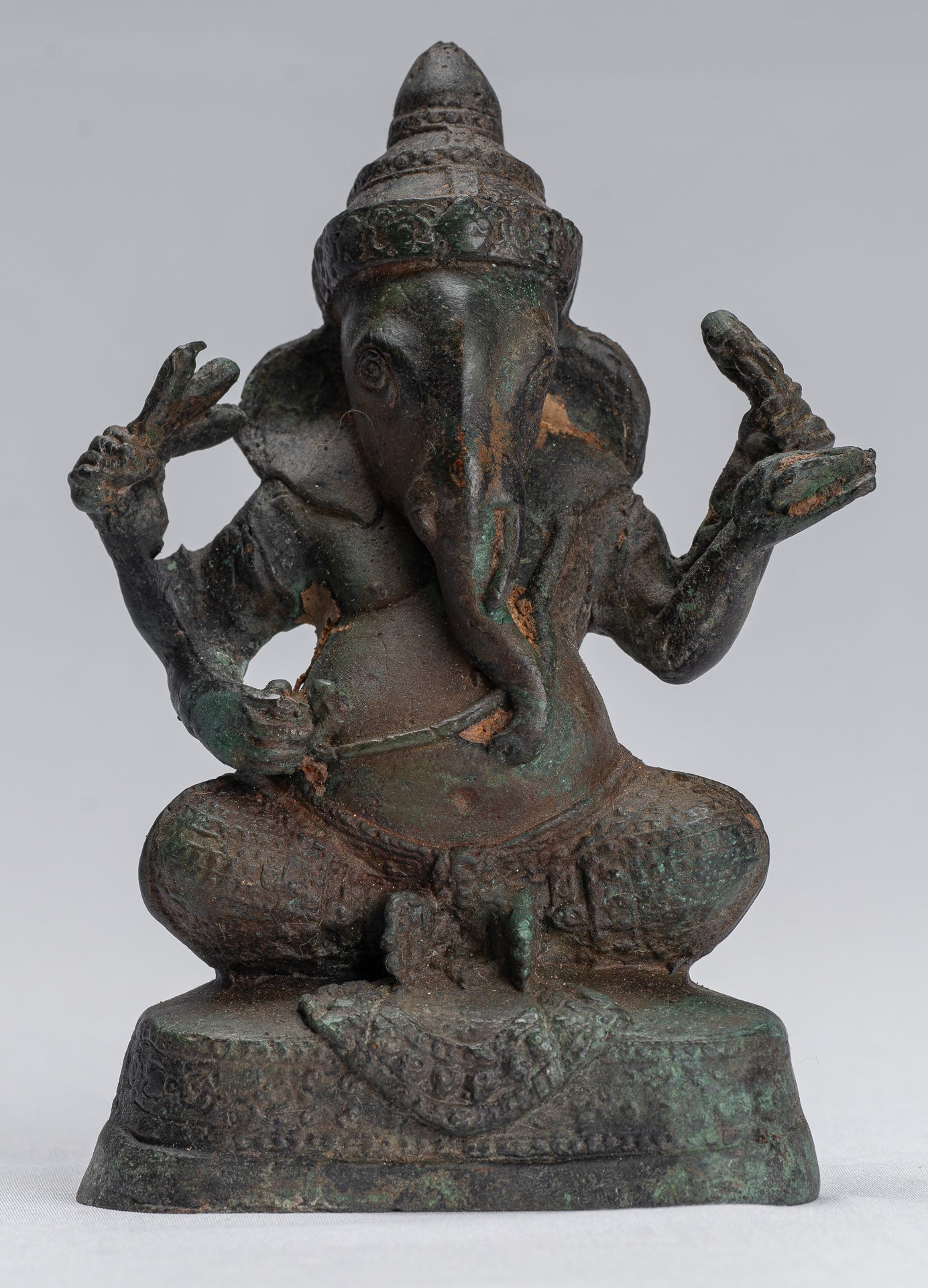 Statue Ganesha - Statua Ganesh in stile antico Khmer in stile Khmer - 14 cm/6 "