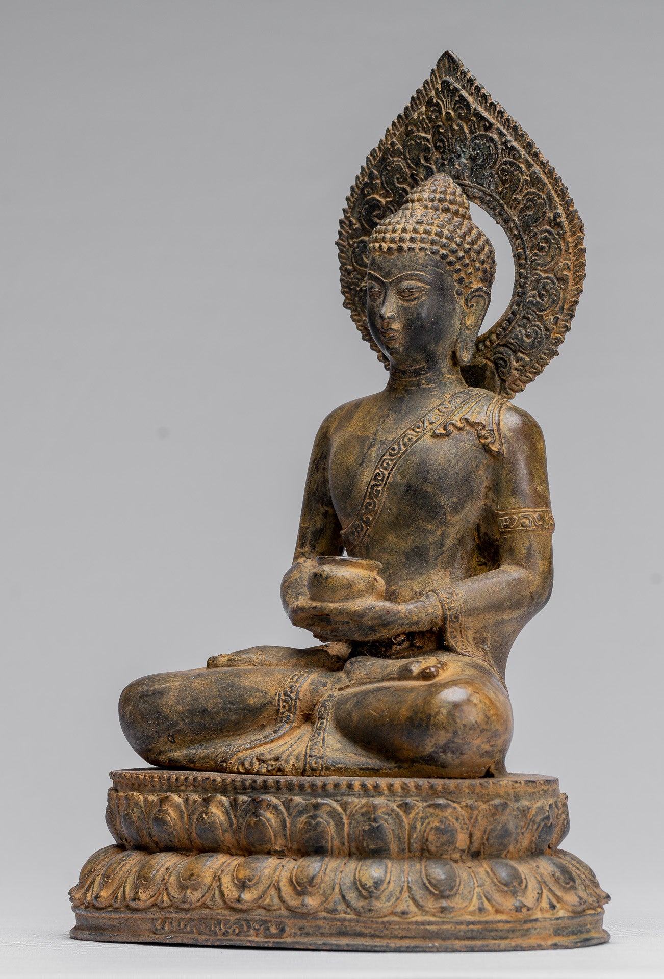 Buddha Statue-Antike Indonesische Stil Bronze Javanisch Amitabha Buddha Statue-32cm/13 "