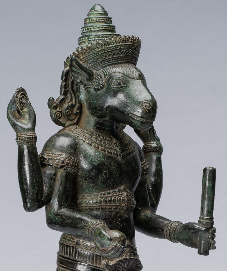 Kalkin Statue - Antique Khmer Style Standing Bronze Hayagriva Kalkin Horse of Vishnu - 55cm/22"