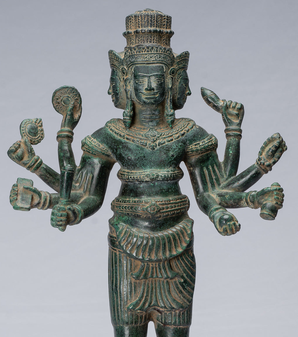 Statua Brahma - Antique Khmer Style Koh Ker in piedi Bronzo Brahma - Creazione di Dio indù - 53cm/21 "