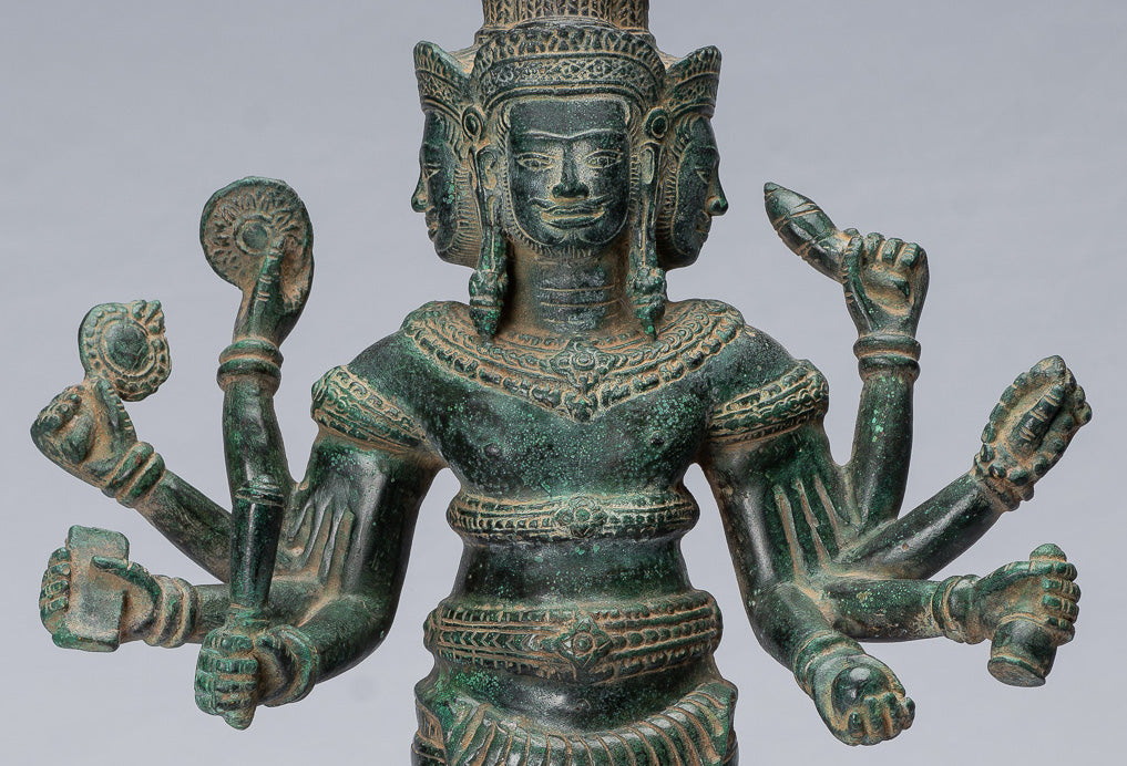 Statua Brahma - Antique Khmer Style Koh Ker in piedi Bronzo Brahma - Creazione di Dio indù - 53cm/21 "