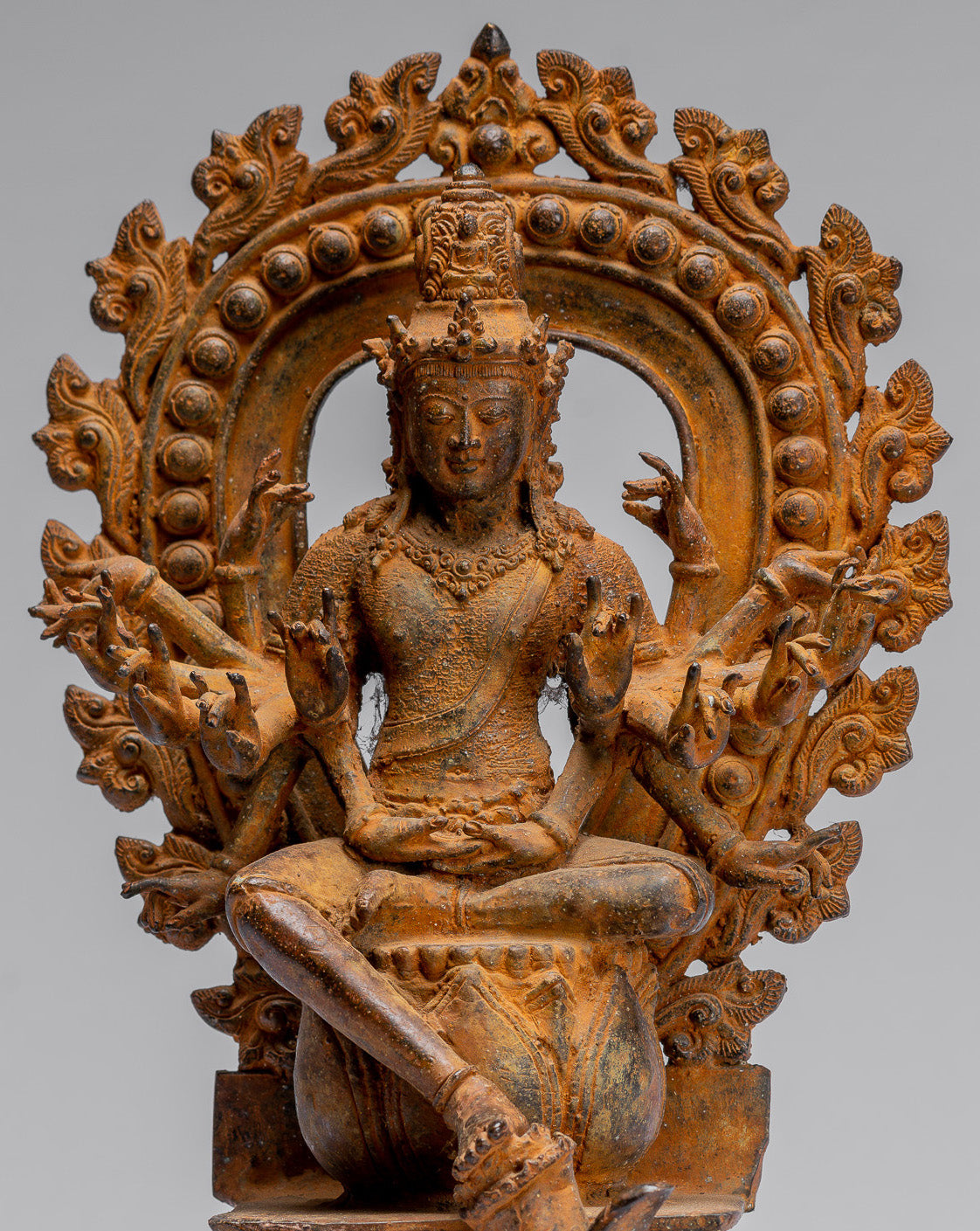 Bodhisattva Statue-Antike Indonesische Stil Javanese 16-Arm Avalokiteshvara Bodhisattva Statue-28cm/11 "