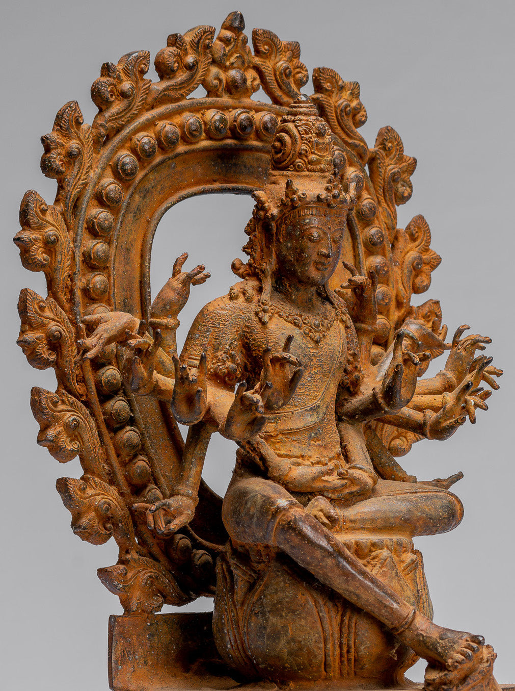 Bodhisattva Statue-Antike Indonesische Stil Javanese 16-Arm Avalokiteshvara Bodhisattva Statue-28cm/11 "