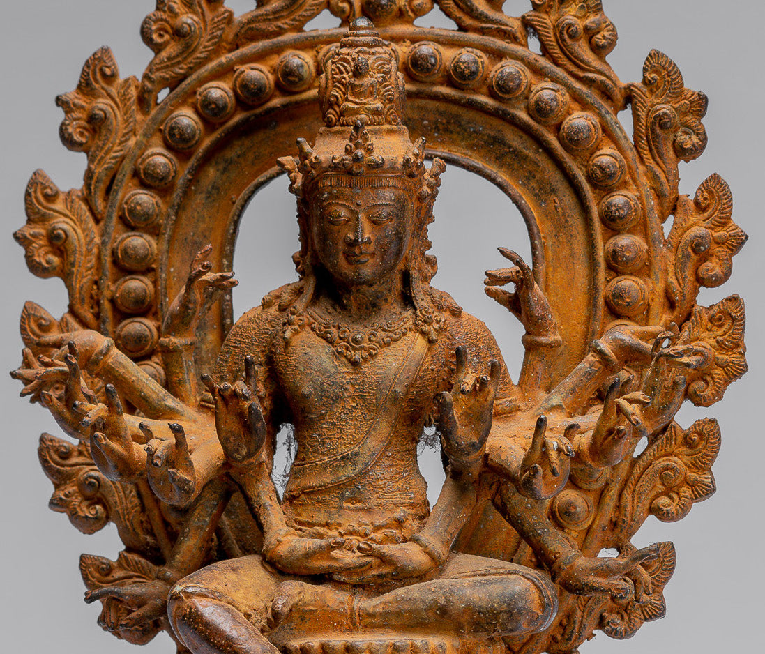 Bodhisattva Statue-Antike Indonesische Stil Javanese 16-Arm Avalokiteshvara Bodhisattva Statue-28cm/11 "