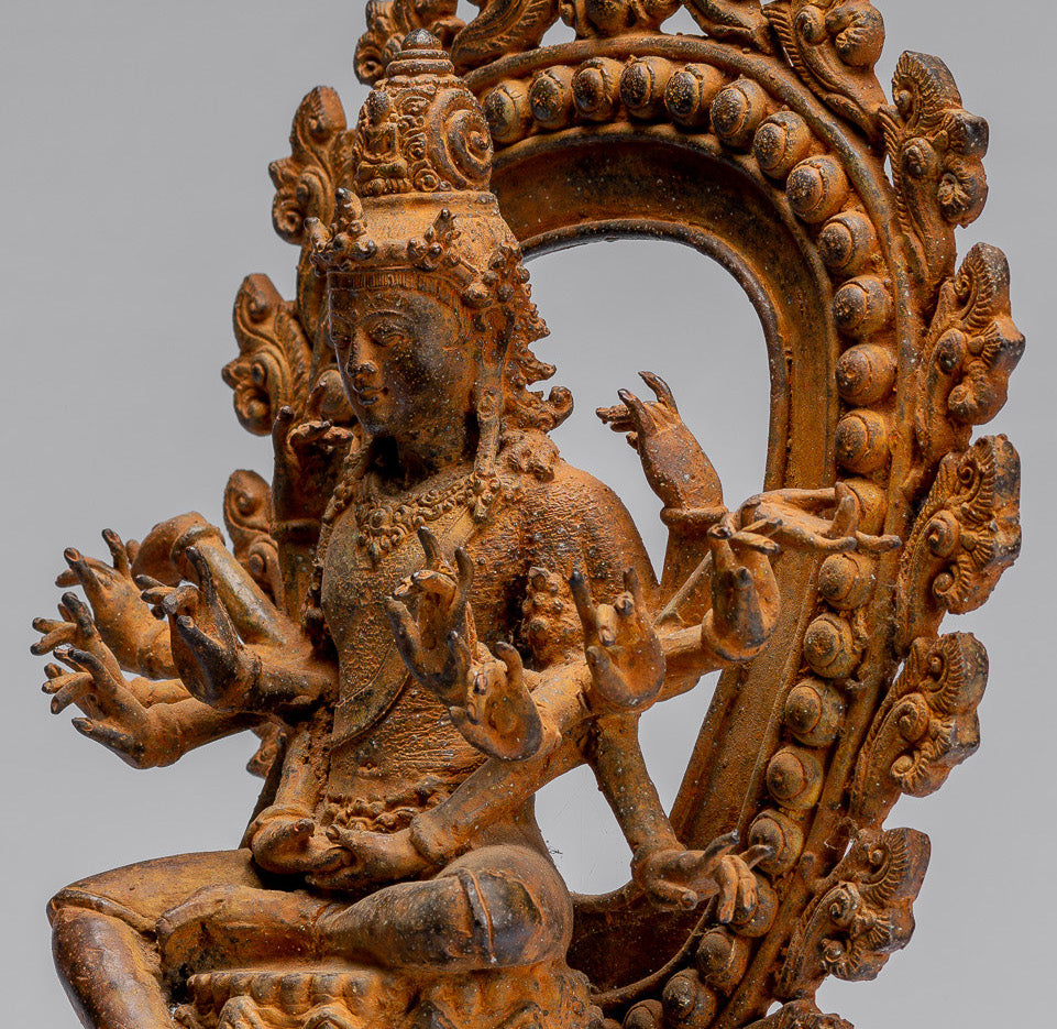 Bodhisattva Statue-Antike Indonesische Stil Javanese 16-Arm Avalokiteshvara Bodhisattva Statue-28cm/11 "