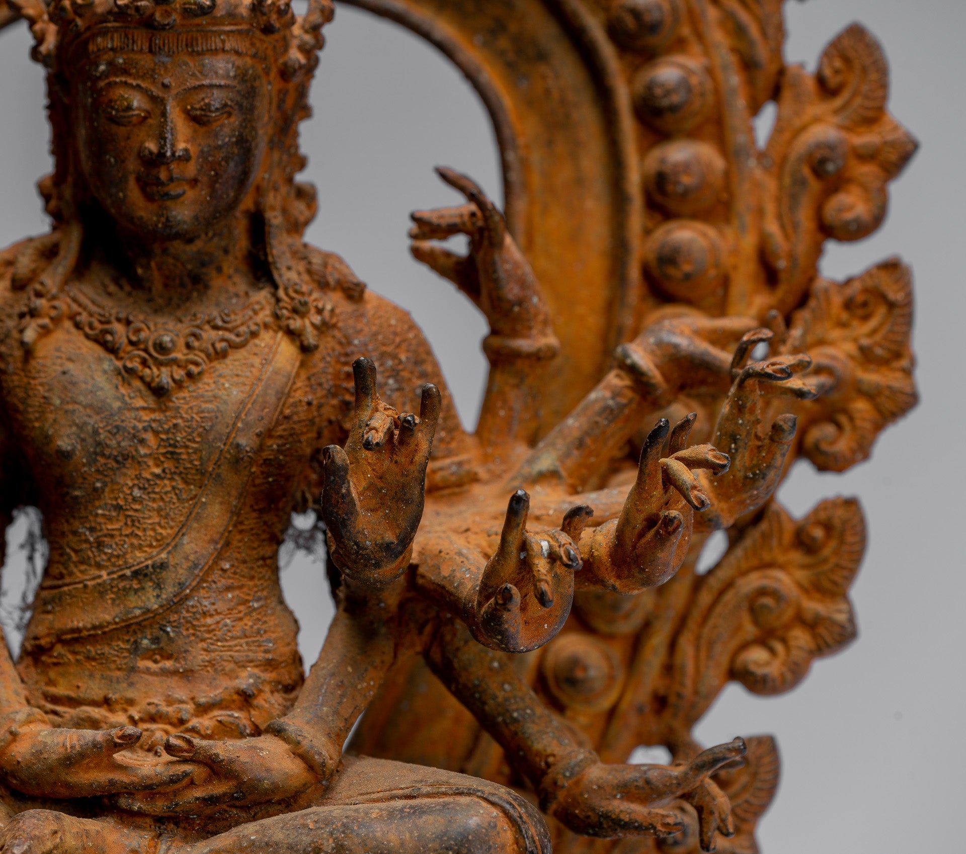 Bodhisattva Statue-Antike Indonesische Stil Javanese 16-Arm Avalokiteshvara Bodhisattva Statue-28cm/11 "