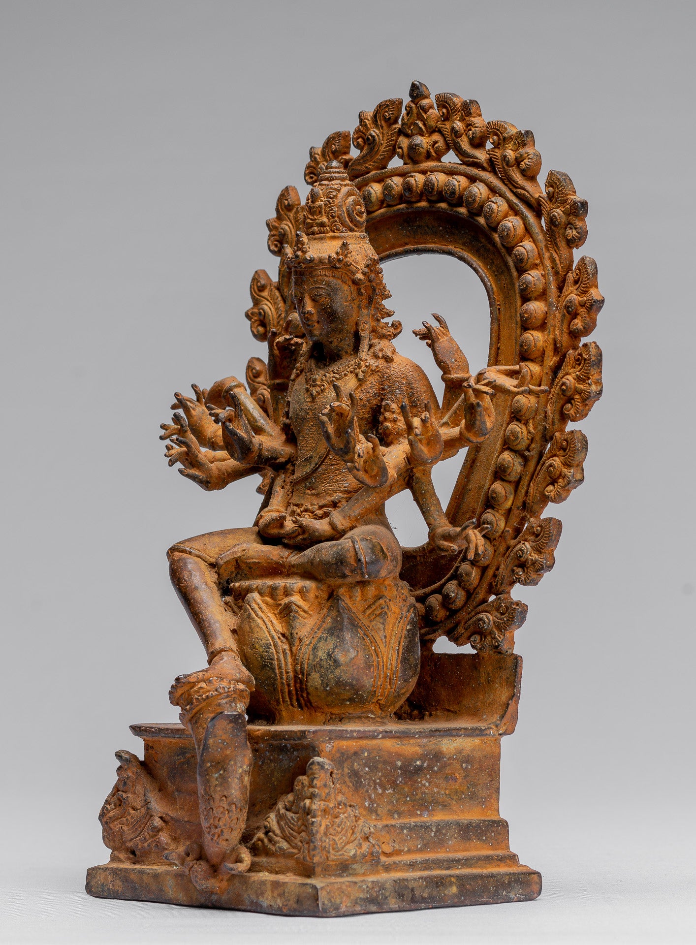 Bodhisattva Statue-Antike Indonesische Stil Javanese 16-Arm Avalokiteshvara Bodhisattva Statue-28cm/11 "