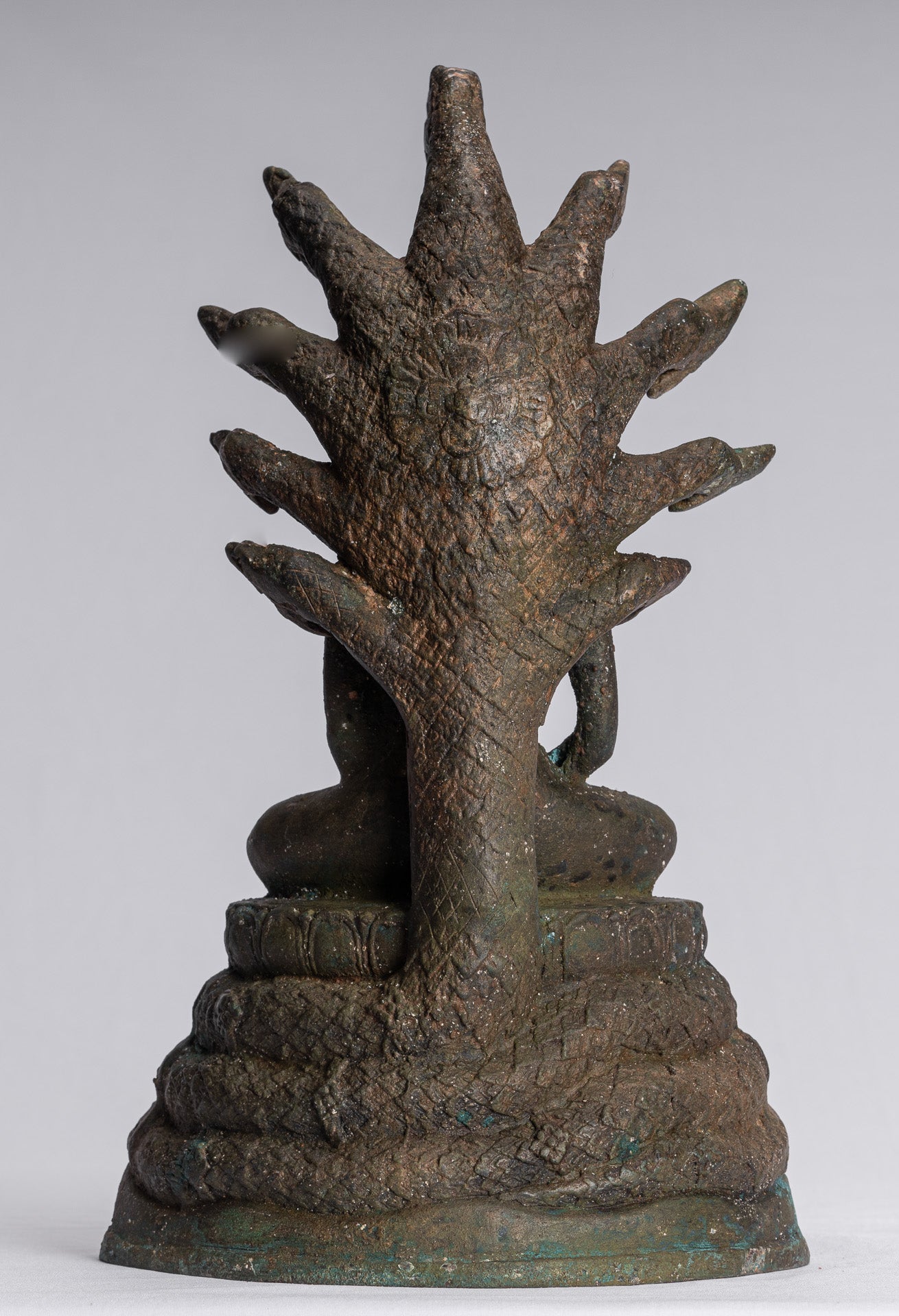 Statue Buddha - Bronzo antico sukhothai Bronzo meditante Naga Buddha Statua - 32 cm/13 "