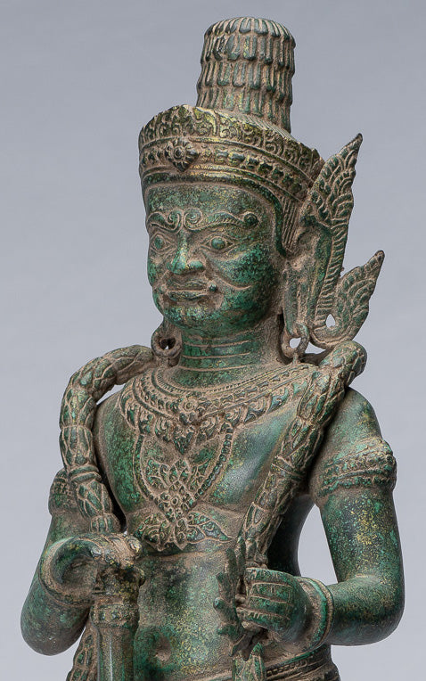 Estatua de Guardian - Antiguo Khmer Bronze Koh Ker Style Yaksha Temple Guardian - 55cm / 22 "