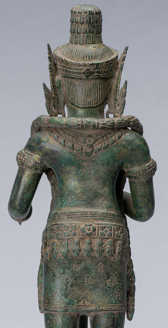 Estatua de Guardian - Antiguo Khmer Bronze Koh Ker Style Yaksha Temple Guardian - 55cm / 22 "