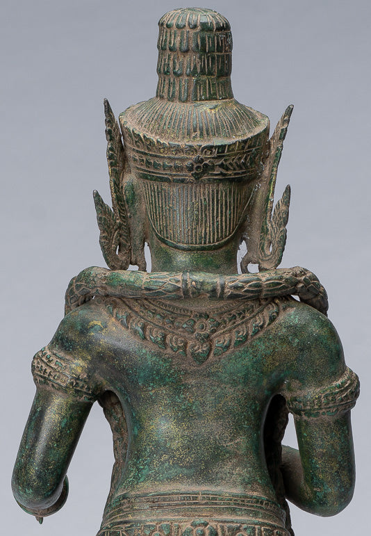Estatua de Guardian - Antiguo Khmer Bronze Koh Ker Style Yaksha Temple Guardian - 55cm / 22 "