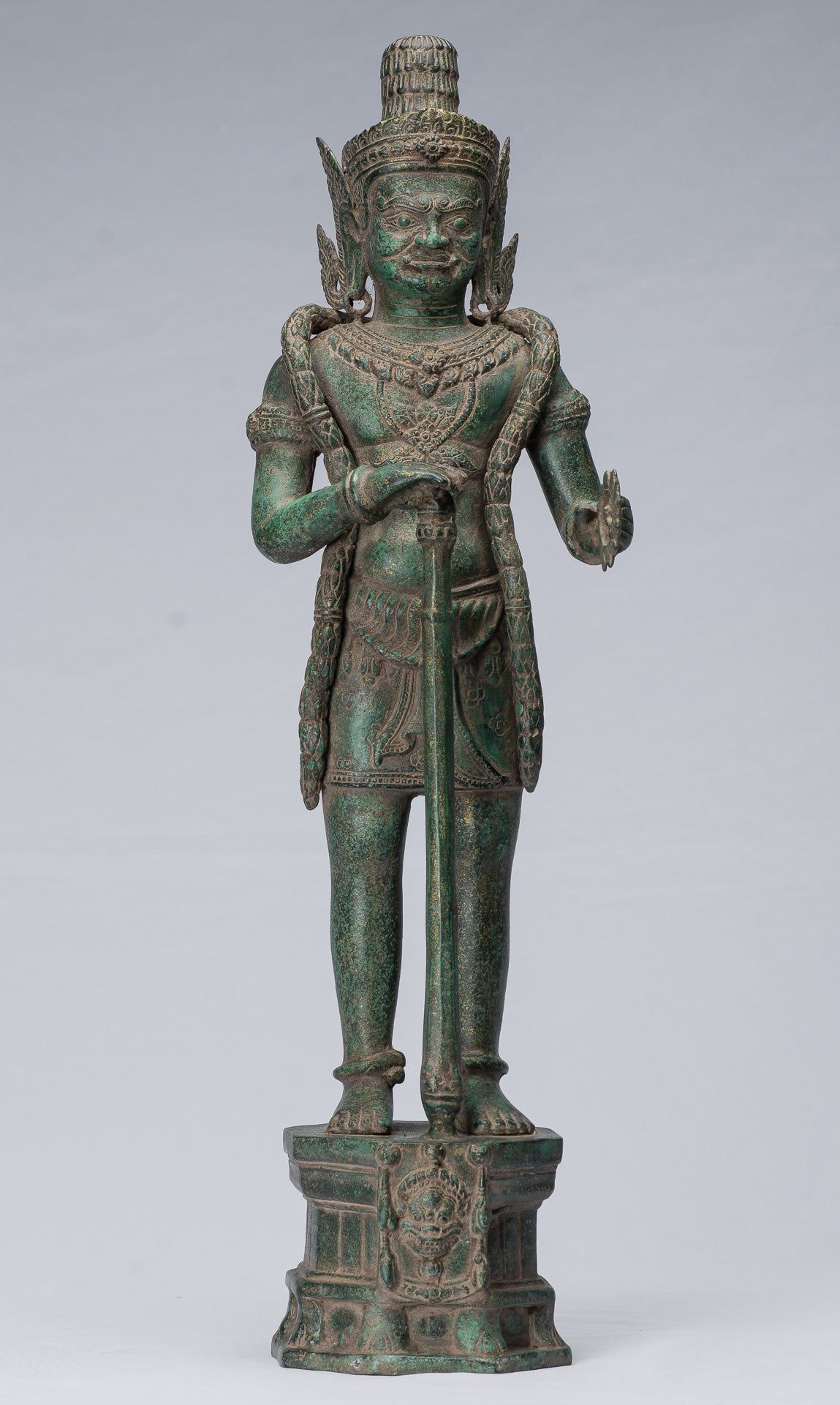 Estatua de Guardian - Antiguo Khmer Bronze Koh Ker Style Yaksha Temple Guardian - 55cm / 22 "