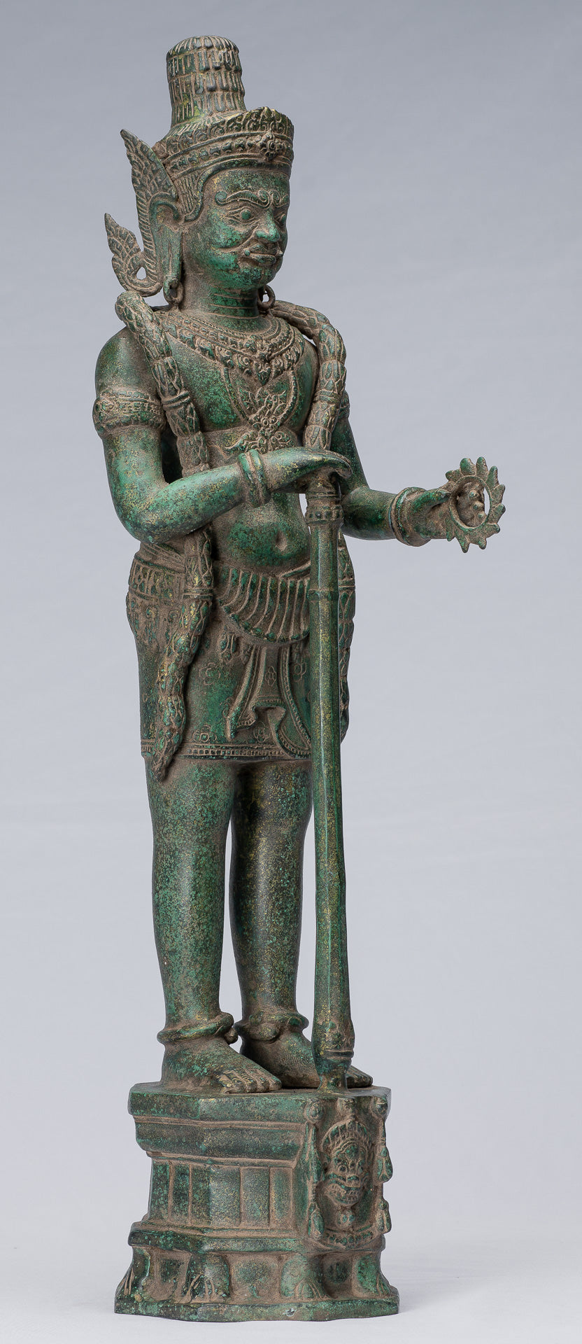 Estatua de Guardian - Antiguo Khmer Bronze Koh Ker Style Yaksha Temple Guardian - 55cm / 22 "