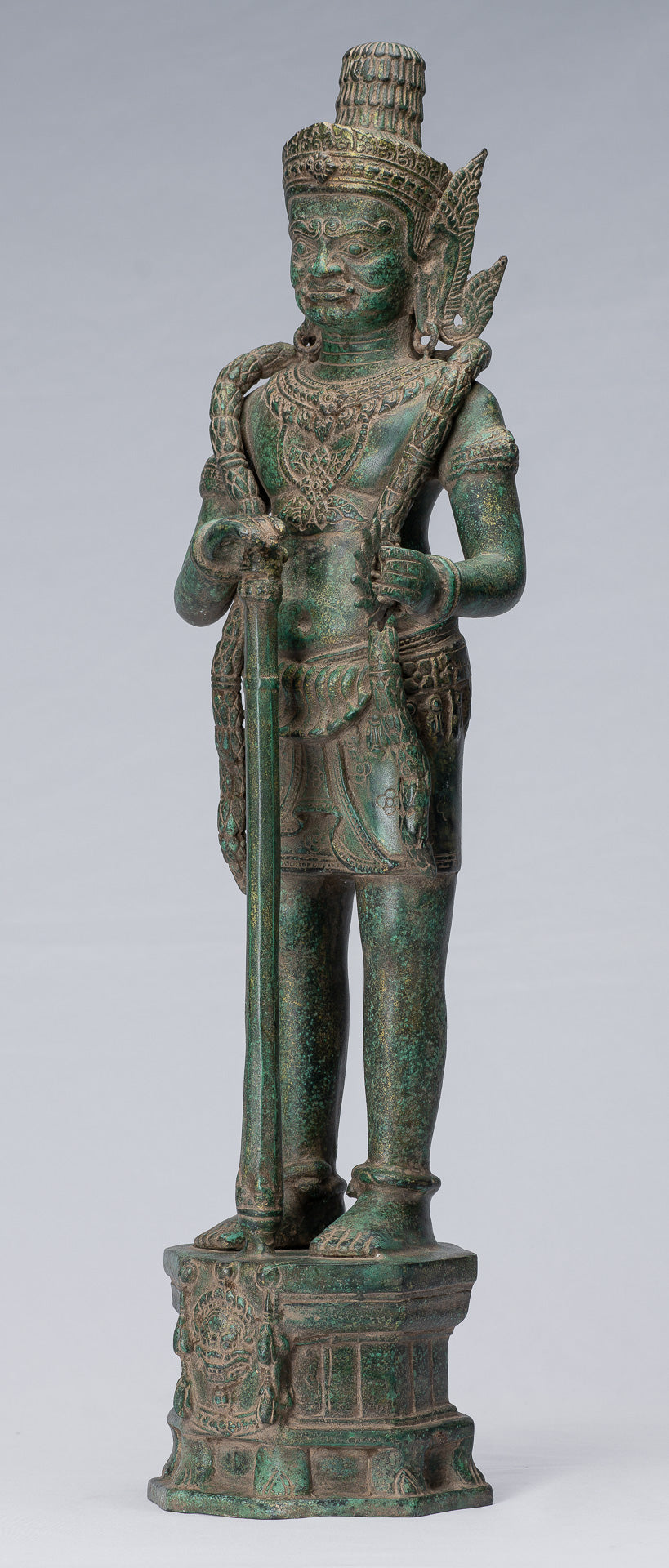 Estatua de Guardian - Antiguo Khmer Bronze Koh Ker Style Yaksha Temple Guardian - 55cm / 22 "