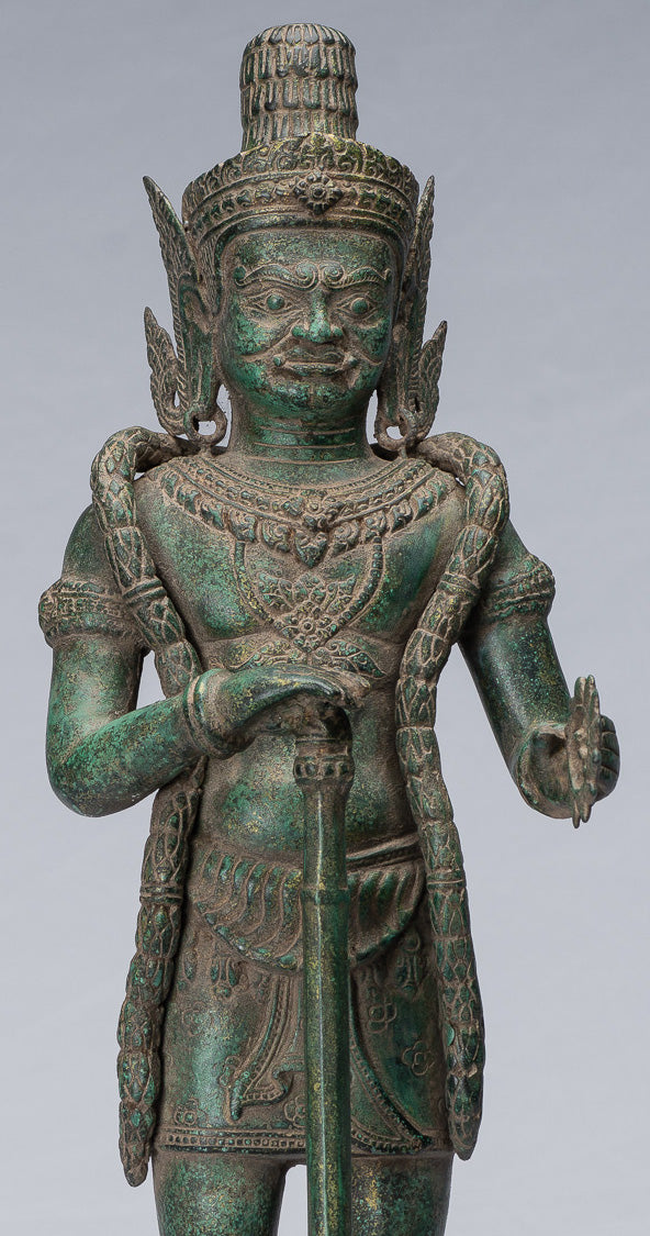 Estatua de Guardian - Antiguo Khmer Bronze Koh Ker Style Yaksha Temple Guardian - 55cm / 22 "