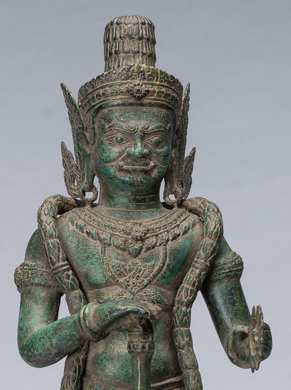 Estatua de Guardian - Antiguo Khmer Bronze Koh Ker Style Yaksha Temple Guardian - 55cm / 22 "
