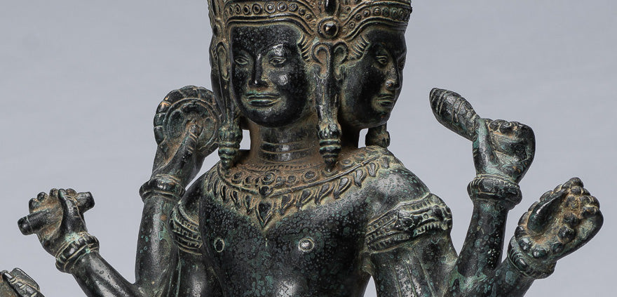 Antique Khmer Style Bronze Koh Ker in piedi Lokeshvara Statua - 53cm/21 "