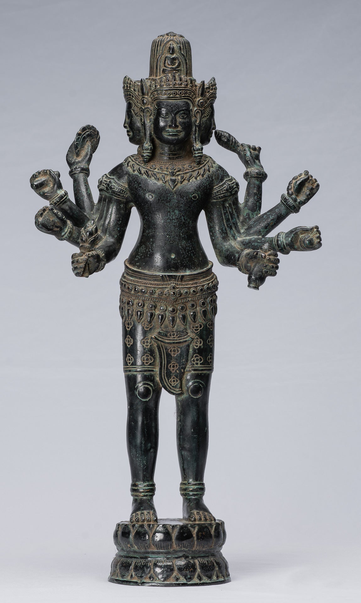 Antique Khmer Style Bronze Koh Ker in piedi Lokeshvara Statua - 53cm/21 "