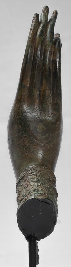 Antike Thai Style Südostasien Bronze Thai Schutz Hand-34cm/14 "
