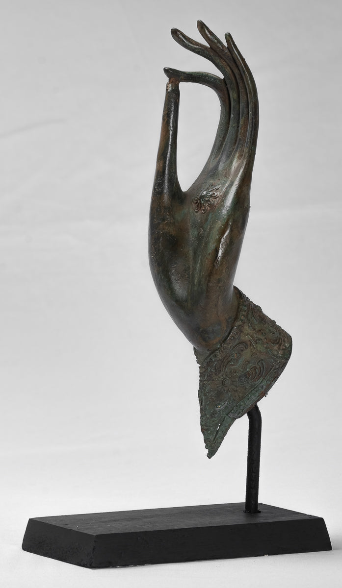 Antike Thai Style Südostasien Bronze Thai Schutz Hand-34cm/14 "