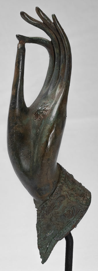 Antike Thai Style Südostasien Bronze Thai Schutz Hand-34cm/14 "