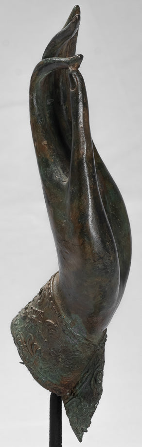 Antike Thai Style Südostasien Bronze Thai Schutz Hand-34cm/14 "