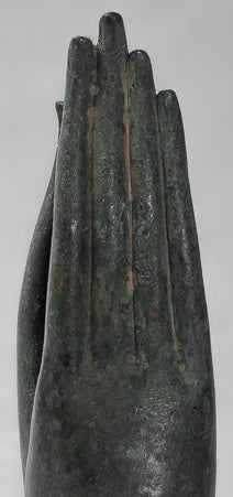 Mounted Antique Thai Style Southeast Asia Bronze Thai Protection Hand - 35cm/14"