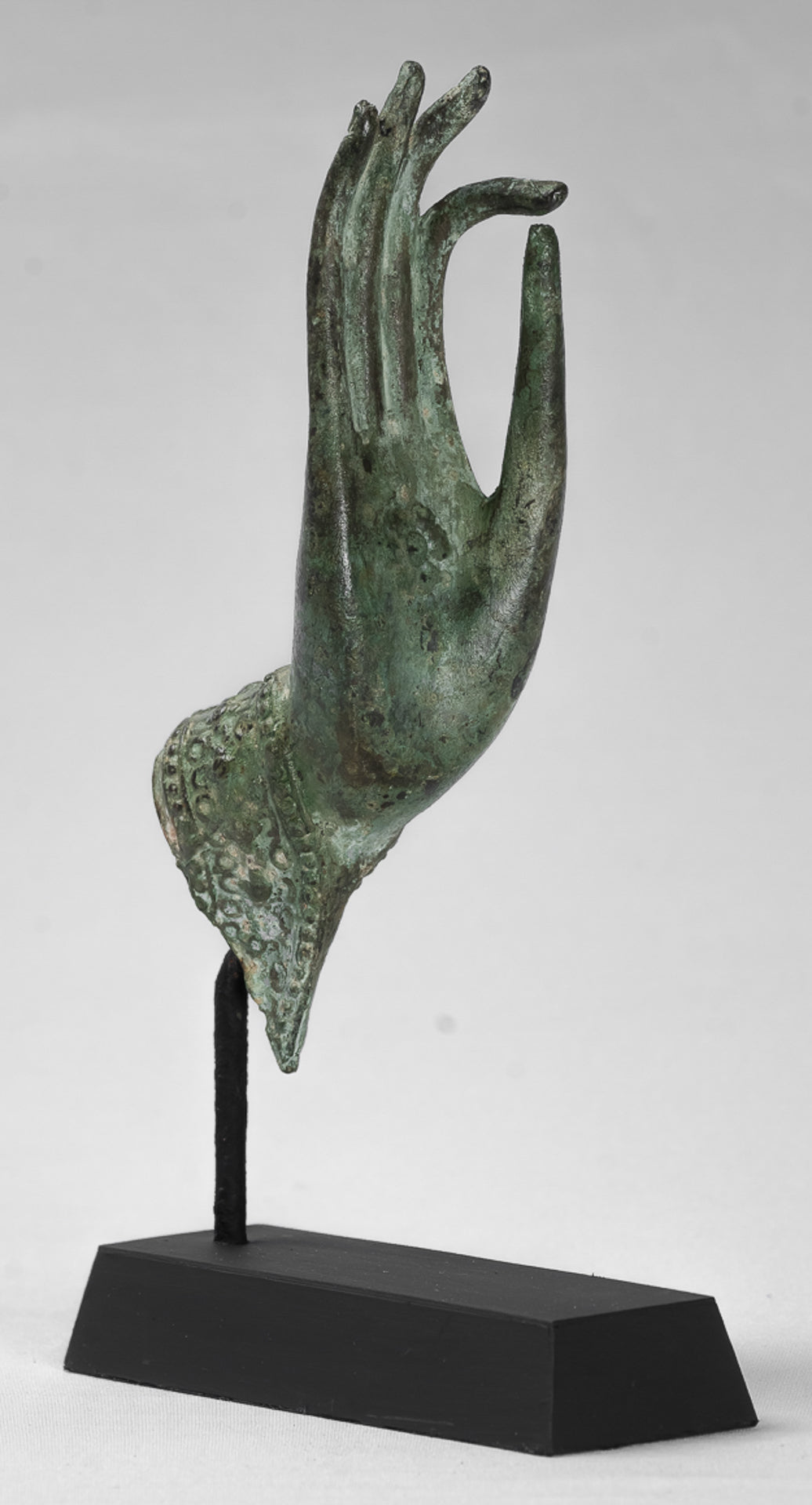 Mounted Antique Thai Style Southeast Asia Bronze Thai Teaching Hand - 23cm/9"