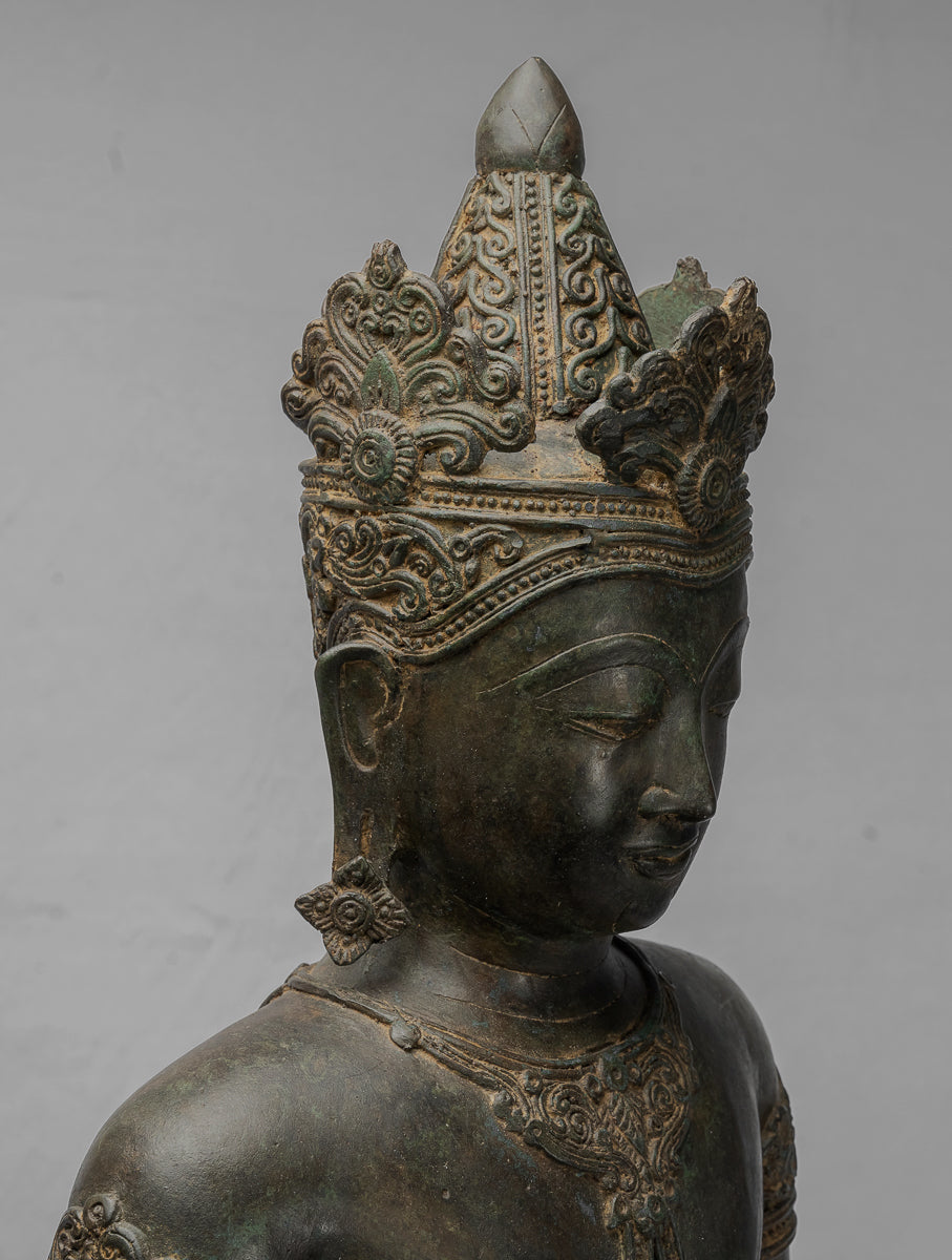 Buddha-Statue – Königliche Lehr-Buddha-Statue im antiken Chiang-Saen-Stil – 87 cm/35 Zoll