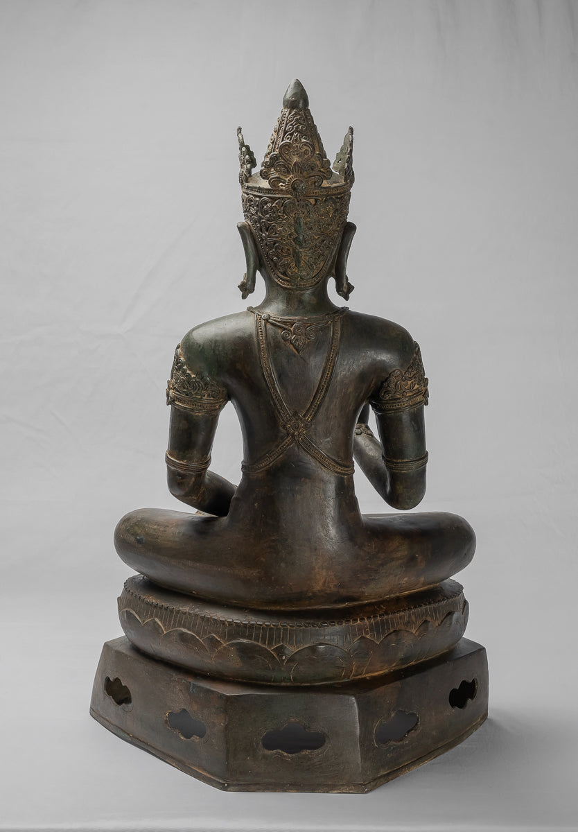 Buddha-Statue – Königliche Lehr-Buddha-Statue im antiken Chiang-Saen-Stil – 87 cm/35 Zoll