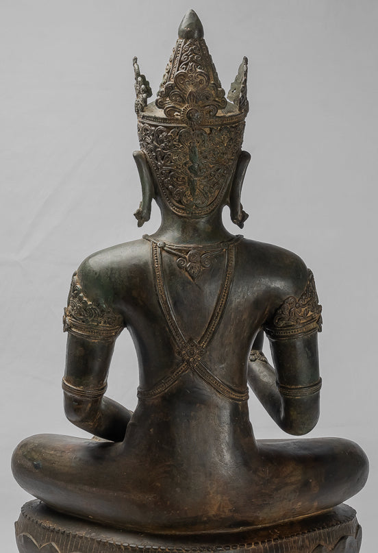 Buddha-Statue – Königliche Lehr-Buddha-Statue im antiken Chiang-Saen-Stil – 87 cm/35 Zoll