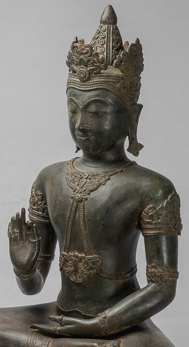Buddha-Statue – Königliche Lehr-Buddha-Statue im antiken Chiang-Saen-Stil – 87 cm/35 Zoll