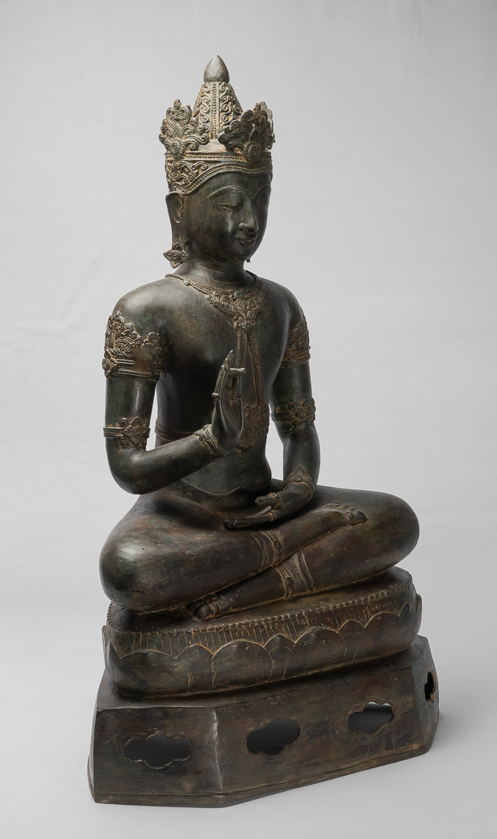 Buddha-Statue – Königliche Lehr-Buddha-Statue im antiken Chiang-Saen-Stil – 87 cm/35 Zoll