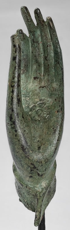 Mounted Antique Thai Style Southeast Asia Bronze Thai Teaching Hand - 23cm/9"