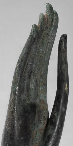 Mounted Antique Thai Style Southeast Asia Bronze Thai Protection Hand - 32cm/13"