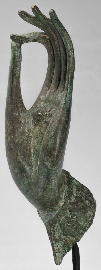 Montiert Antique Thai Stil Südostasien Bronze Thai Teaching Hand 23cm/13"