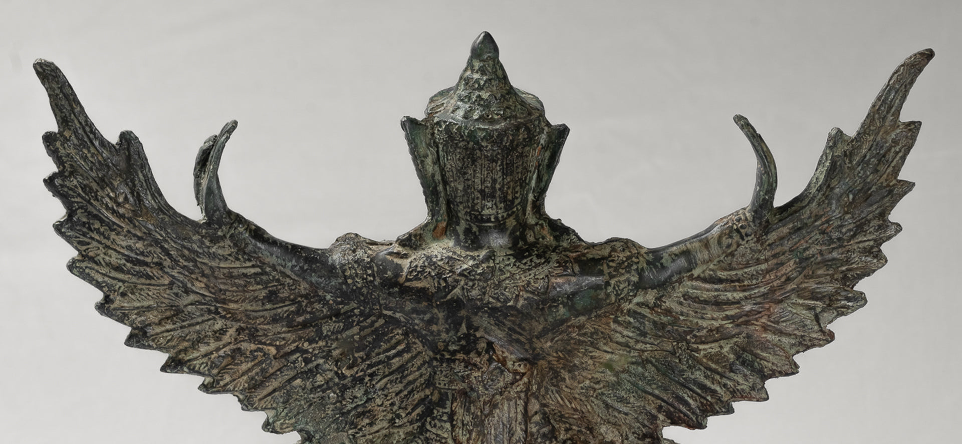 Antique Thai Style Standing Bronze Vishnu Garuda Statue - 33cm/13"