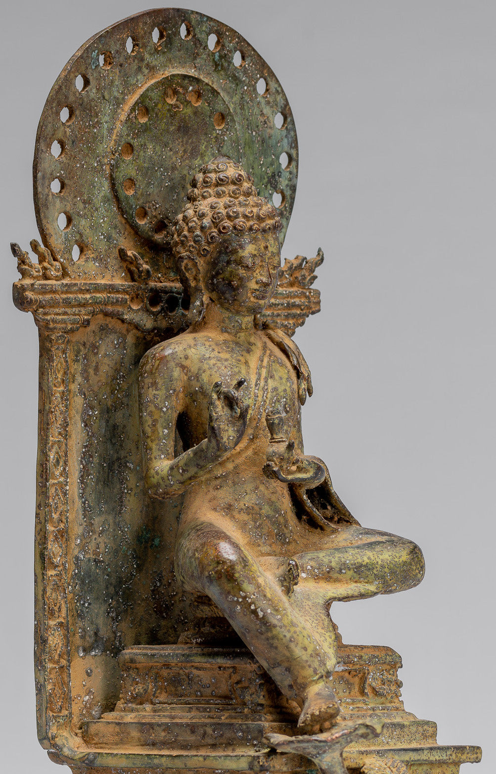 Statue de Bouddha – Bouddha d'enseignement javanais en bronze assis de style indonésien antique – 27 cm