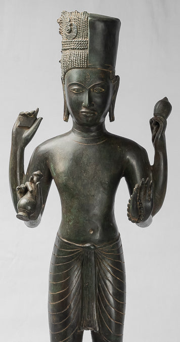 Vishnu-Statue – Stehende Bronze-Vishnu-Statue im antiken Thai-Stil – 94 cm.